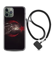 Apple iPhone 11 12 13 14 Pro Max Kılıf Boyun Askılı Silikon Kurt ve Ay Yıldız 1403