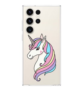 Samsung Galaxy S23 Ultra Uyumlu Kamera korumalı Kapak Unicorn Tasarımlı  Şeffaf Kılıf