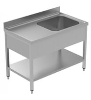 Electrolux Professional Tek Evyeli Tezgah, Evyesi 600x500 Mm, Damlalığı Solda, Taban Raflı - 1200 Mm, Plus LSGLG1216S