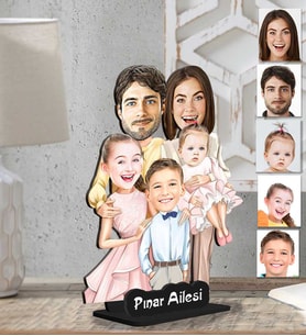 Kişiye Özel 2 Boyutlu Aile  Ahşap Biblo-27