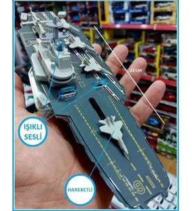 Saratoga Uçak Gemisi Metal Gemi Oyuncak Işıklı Ve Siren Sesi Efektli 22cm Askeri Gemiler