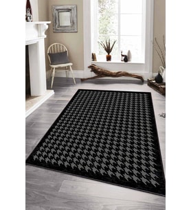Siyah Kazayağı Kaymaz Taban Makinede Yıkanabilir Halı RV178 - 100 x 160 cm