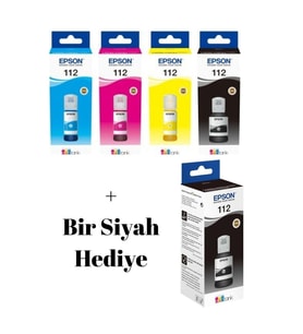 112 L11160 Siyah Ve Renkli Orjinal Mürekkep seti + 1 Bir Siyah Hediye A1-01-s-86 1-