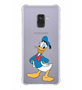 Samsung Galaxy A8 2018 Uyumlu Köşe Korumalı Antişok Kapak Donald Duck Tasarımlı Şeffaf Kılıf