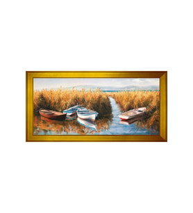 Manzara Temalı Kanvas Tablo 80 x 110 cm Gold Çerçeve