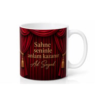 İsimli Sahne Perdesi Desenli Tiyatrocu Kupası Hediye Bardak Özel Tasarım