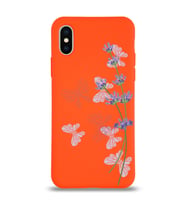 Apple iPhone XS  Lansman Kılıf Lavanta ve Kelebek Tasarımlı Altı Kapalı İçi Kadife Kaplı  Kapak (Şeffaf)