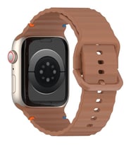 Apple Watch 10/11 42mm-38/40/41mm Kordon Dekoratif Örgü Çizgili Spor Silikon Kay (KAHVE)