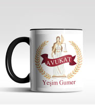 Kişiye Özel Avukat Tasarımlı Siyah Kupa (Siyah - Beyaz)