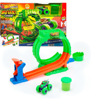 Hot Wheels Monster Trucks Mutant Kaosu Çemberde Yarış Oyun Seti, 1:64 Ölçekli Wreckin' Wolf, 110 Gra