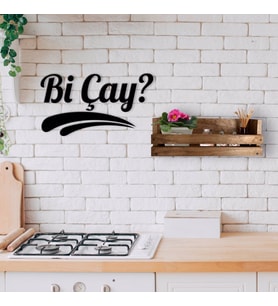 BK Home Dekoratif Doğal Ahşap Raf ve Bi Çay Duvar Süsü-1 (Beyaz)