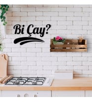 BK Home Dekoratif Doğal Ahşap Raf ve Bi Çay Duvar Süsü-1 (Beyaz)