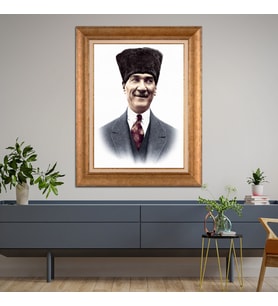 Altın Varaklı Paspartulu Çerçeveli Tablo rv571