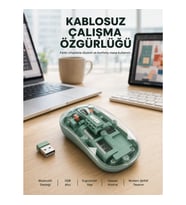 Mey İthalat® Çift Mod Bağlantılı Kablosuz Mouse Bluetooth ve USB Alıcılı Yeni Nesil