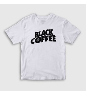 Presmono Unisex Çocuk Beyaz Black Coffee Hediye Filtre Kahve T-Shirt 506991tt (Beyaz)