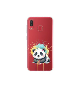 Samsung Galaxy A20 ile Uyumlu Splash Panda Tasarımlı Şeffaf Silikon Kılıf