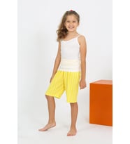 pilelistore- Kız Çocuk İp Askılı Şortlu Penye Beyaz Pijama Takım