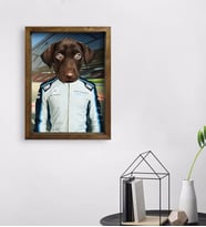 Evcil Dostlara Özel Pilot Tasarımlı Portre Doğal Masif Ahşap Çerçeveli Tablo 45x65cm-7