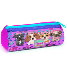 Coral High Pembe Köpek Üç Bölmeli Kalem Çantası - Kız Çocuk