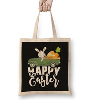 Happy Easter Vintage Truck Bunny Bez Çanta Uzun Saplı