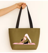 Yoga Tasarım Mat Saten Omuz Çantası (Haki)