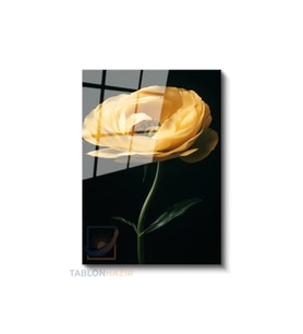 Dikey Cam Tablo Salon Duvar Tablosu Dikey Cam Estetik Sari Cicek Yeni Ev Hediyesi Ofis Tablosu