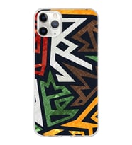 Apple iPhone 11 Pro Uyumlu Kapak  Soyut Grafiti Tasarımlı Şeffaf Silikon Kılıf