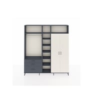 Arges Dolap 10 Raflı 3 Çekmeceli 2 Askılı 220x30x243 Antrasit-Aytaşı/Antrasit