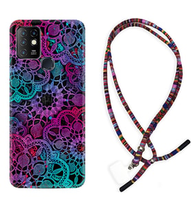 INFINIX Hot 8 9 10 11S Hot 10 Play 10T Kılıf Boyun Asklı Rasta Silikon Colurful Mandala 1667