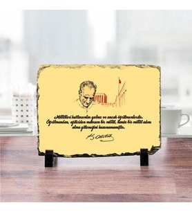 Öğretmene Hediye Atatürk Tasarımlı Taş Baskı 15x20 (Beyaz)