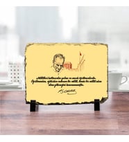 Öğretmene Hediye Atatürk Tasarımlı Taş Baskı 15x20 (Beyaz)