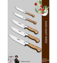 Lazbisa Hand Craft Mutfak Bıçak Seti Et Ekmek Sebze Bıçağı 5 Li Set Günlük Kullanım ( Mtf-037 )