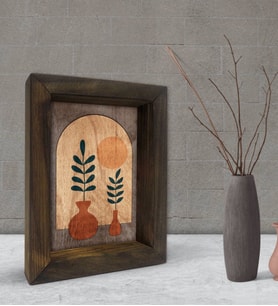 BK Gift Botanical Art Tasarımlı Dekoratif Doğal Masif Ahşap Çerçeve 15x20cm-1 (Beyaz)