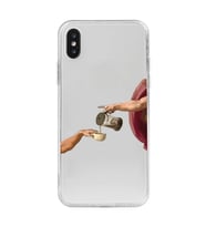 Iphone X ve XS Uyumlu Eller Tablosu ve Kahve Tasarımlı Şeffaf Telefon Kılıfı