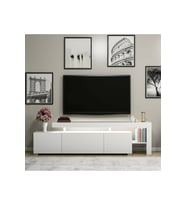 TV Sehpası Buğra Beyaz LED Işıklı