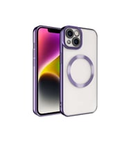 Apple iPhone 14 Uyumlu Kılıf M-safe Wireless Şarj Özellikli Zore Setro Silikon (Koyu Mor)