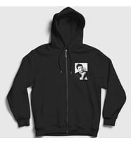 Presmono Unisex Siyah Sign Pedro Pascal Fermuarlı Kapüşonlu Sweatshirt 467043tt