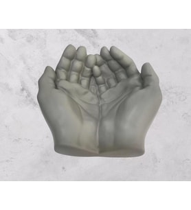 Avuç İçi El Sanatı Dekoratif Tabak 15x15 Cm Gri
