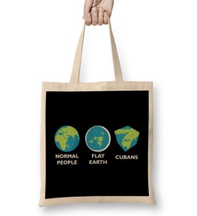 Earth Shapes Normal Flat Cuban Flat Earth Bez Çanta Uzun Saplı