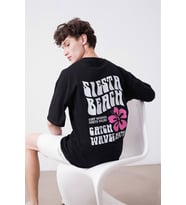 Trendiz Unisex Siesta Beach Siyah Tshirt