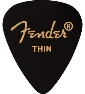 Fender 1980351706 Classic Celluloid Black 351 Shape Thin Gitar Penası (12'li) Klasik Selüloit Malzeme İnce Yapı ve Pürüzsüz Çalım Hissi