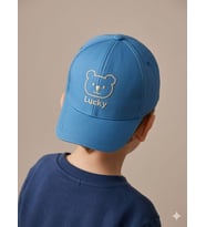 Kitti 1-4 Yaş Lucky Nakışlı Erkek Çocuk Kep Şapka (Mavi)