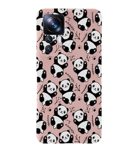 Xiaomi Mi 12T Uyumlu Lansman Kılıf Panda Tasarımlı İçi Kadife Kapak-Pudra (Şeffaf)