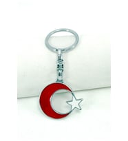 Metal Kırmızı Beyaz Ay Yıldız Anahtarlık, Hediyelik Anahtarlık