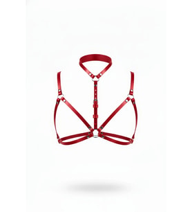 Mulvxbrf Brf02 Kırmızı Göğüs Harness Deri Boyunluklu O Halka Detaylı - Brf197 (Mulvix)