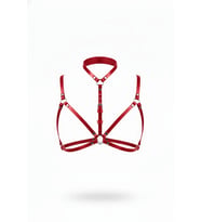Mulvxbrf Brf02 Kırmızı Göğüs Harness Deri Boyunluklu O Halka Detaylı - Brf197 (Mulvix)