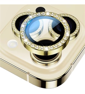BİNANO IPHONE 15 PRO/15 PRO MAX TAŞLI GOLD KAMERA KORUYUCU