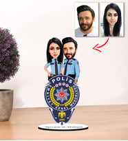 Kisiye Özel Karikatür Polis Çift Biblo
