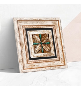 Fas Desenli Vintage Taş Duvar Tablosu - Çerçeveli Taş Tablo - Dekoratif Duvar Sanatı - Modern Ev ve Ofis Duvar Dekoru T1-36
