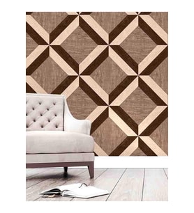 Dreamwall 3D Geometrik Ahşap Desenli Silinebilir Tekstil Duvar Kağıdı (Çok Renkli)